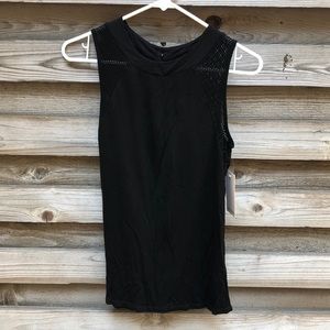 Ella Moss black tee with Mesh detail
